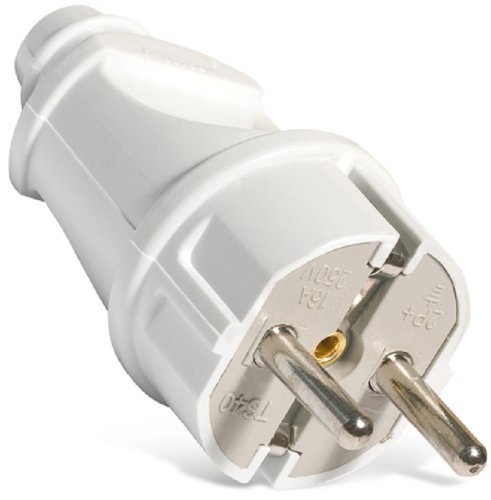 Вилка электрическая с заземлением прямая UNIVersal 16А белый картинка 